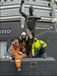 Newcastle workers take blowtorch to Alan Shearer’s statue as it’s given facelift