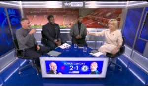 Jamie Carragher is warned ‘don’t bring that here’ live on Sky Sports after Liverpool’s win over Chelsea