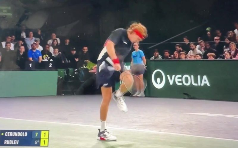 Shock moment tennis star Andrey Rublev busts his own knee open with furious on-court meltdown