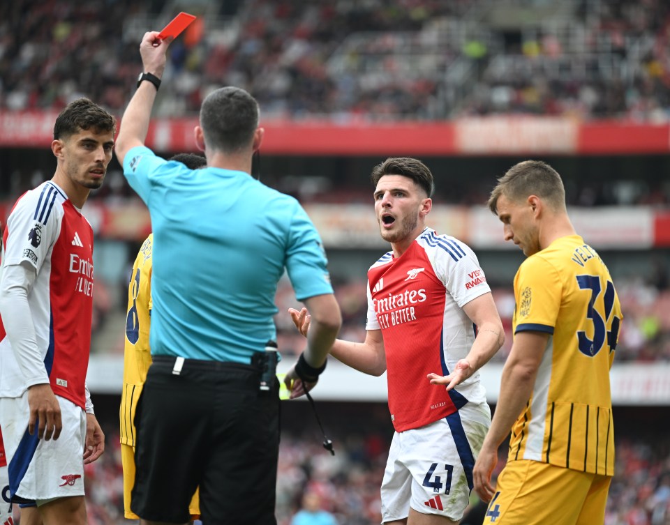 Arsenal benefit from more LENIENT referee decisions than rivals, stats show – despite three red cards this season