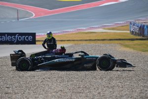 Lewis Hamilton crashes out just THREE LAPS into US Grand Prix as birthday boy Charles Leclerc coasts to victory