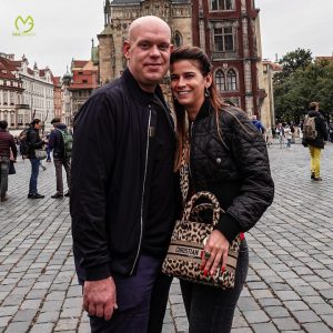 Michael van Gerwen and wife Daphne look loved-up as they go sightseeing in Prague before Czech Darts Open