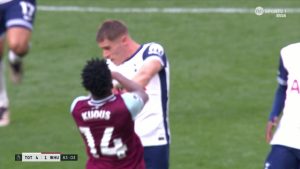 West Ham star Mohammed Kudus SENT OFF after striking two Tottenham players in face and accidentally KOing Richarlison