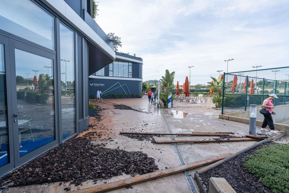 Shocking pictures show Rafael Nadal’s tennis academy UNDER WATER after record-breaking floods devastate Majorca