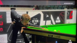 Snooker star and notorious hothead smashes cue on the floor before referee intervenes in ill-tempered clash