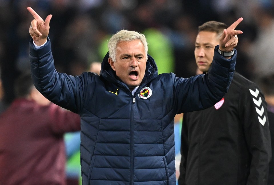 Jose Mourinho goads feared Trabzonspor fans in ‘wildest celebration since Camp Nou’ as explosion heard in background