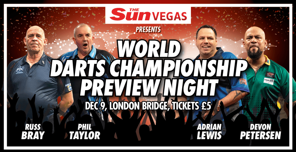 Bag your tickets for The Sun Darts Championships Preview Night featuring Phil Taylor and other special guests