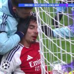 Kai Havertz left with blood pouring from his head after Arsenal star’s sickening clash of heads