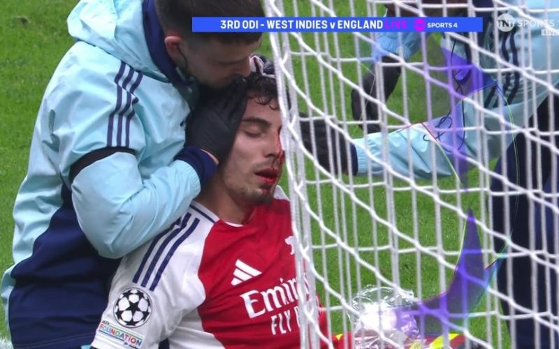 Kai Havertz left with blood pouring from his head after Arsenal star’s sickening clash of heads