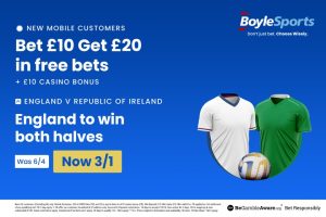 England vs Ireland: Get £20 in free bets and £10 casino bonus with BoyleSports, plus 3/1 Three Lions boost