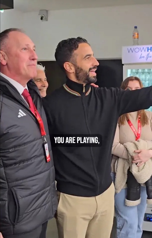 Incredible moment Ruben Amorim gatecrashes Man Utd stadium tour and personally greets every fan