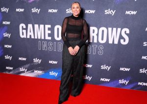 Sky Sports hosts Emma Paton and Anna Woolhouse stun in see-through top and leather skirt for launch of new darts show