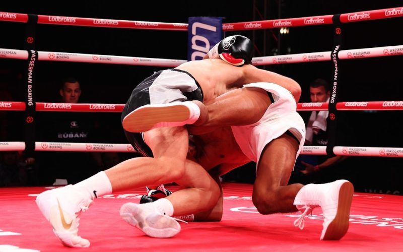 Chris Eubank’s nephew wrestled to ground FOUR times as boxing clash turns into wild ‘MMA fight’