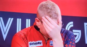 Heartbreaking moment darts wonderkid left in floods of tears after missing chance to follow in Luke Littler’s footsteps