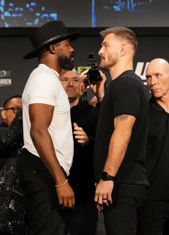 Watch Jon Jones and Stipe Miocic have FIERY final UFC 309 face off in front of Dana White ahead of  MSG fight