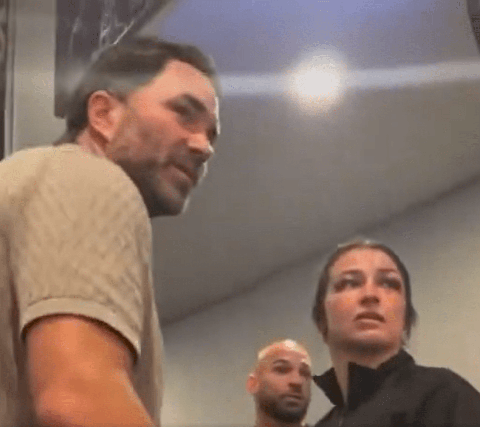 Awkward moment Eddie Hearn ‘isn’t welcome’ at Katie Taylor press conference before manager threatens to walk out