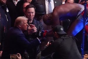 Jon Jones hands belt and BOWS to Donald Trump as US President elect steals the show at UFC 309 in New York