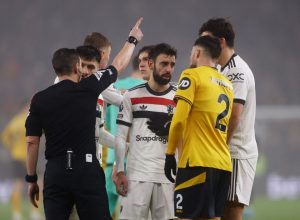 Bruno Fernandes SENT OFF just 90 seconds after half-time at Wolves as Man Utd star sees third red card of season