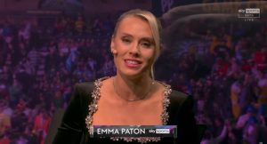 Emma Paton dazzles in bold, sparkly outfit live on Sky Sports for return of World Darts Championship after Christmas