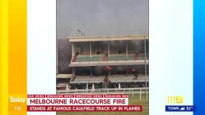 Much-loved 166-year-old racecourse erupts in flames as firefighters battle huge blaze in grandstand