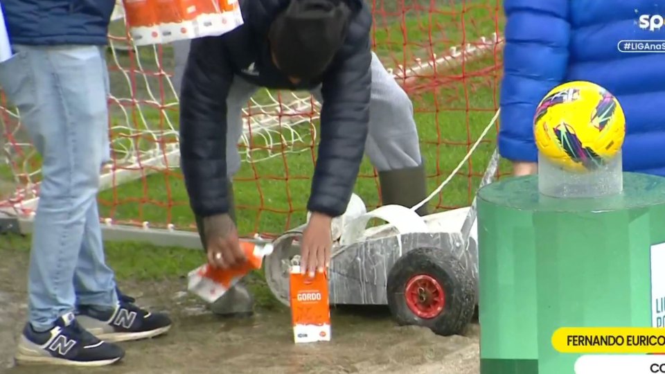 Bizarre moment Portuguese club run out of paint to draw goal-lines… so use MILK instead