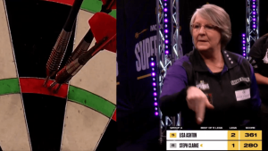 Darts star stuns commentators by going ‘from the sublime to the ridiculous’ in one leg during MODUS Super Series