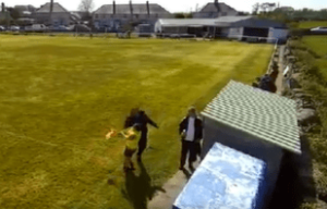 Shocking moment football coach, 43, punches teen linesman to the ground during 8-0 defeat – as thug avoids prison